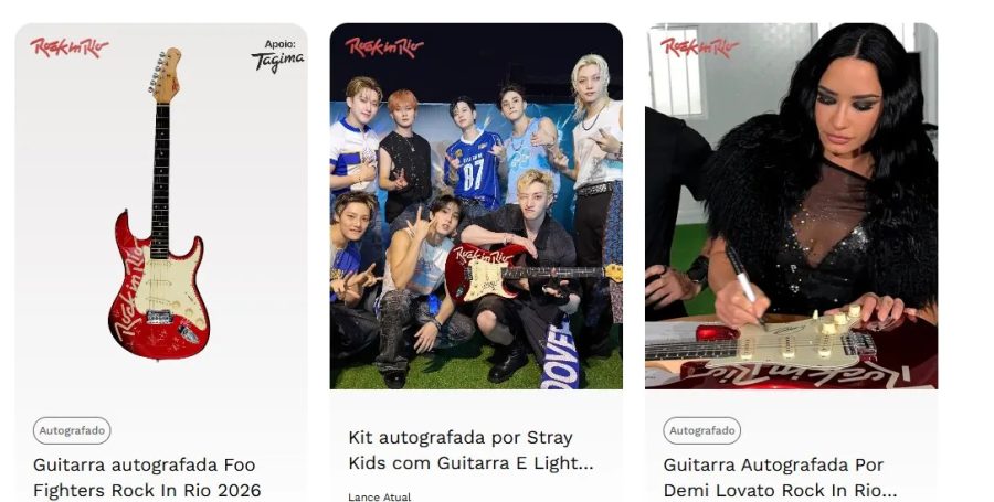 Guitarra autografada pelo Stray Kids por R$ 24 mil, setlist do Péricles por R$ 720: os valores do leilão beneficente pós Rock in Rio