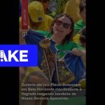 É #FAKE foto de mulher rasgando bandeira de Nossa Senhora Aparecida em ato de apoio a Flávio Bolsonaro; cena foi criada com IA